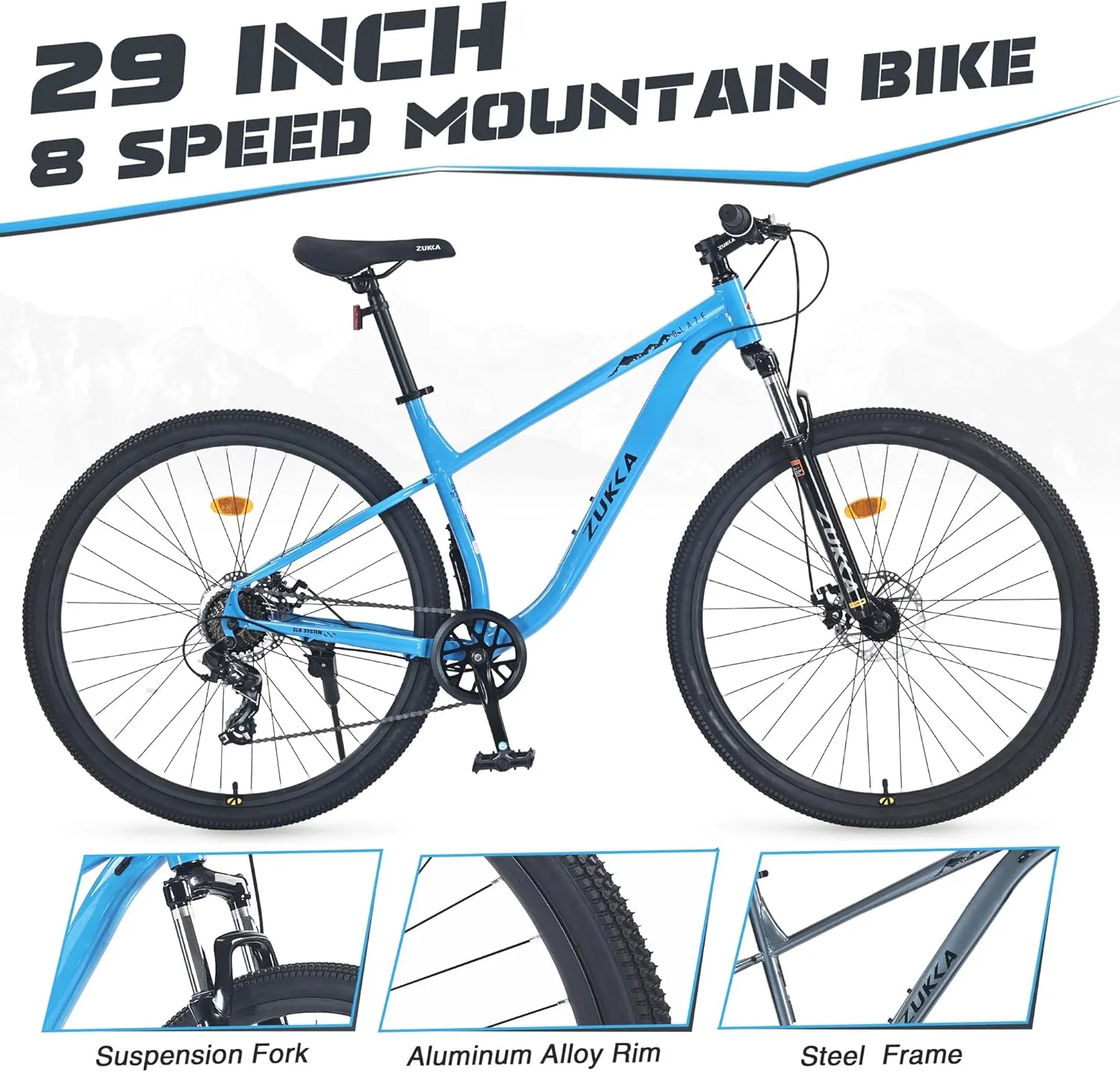 27.5/29 Inch Mountain Bike, Single Speed/ 8 Speeds MTB, Steel Frame, Front Suspension Fork, Disc Brake Bicycle for Women Men Adult,Multi Color