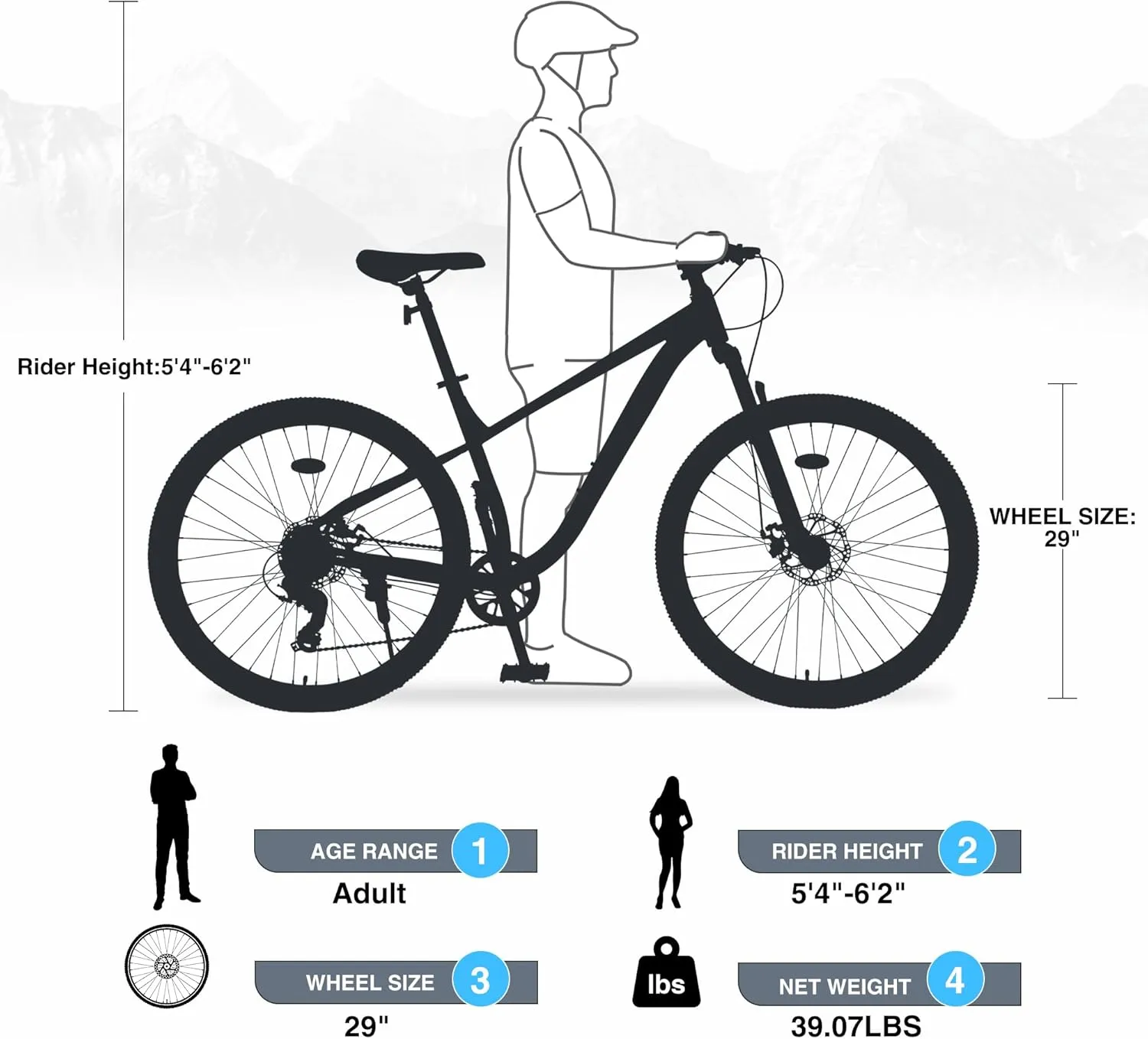 27.5/29 Inch Mountain Bike, Single Speed/ 8 Speeds MTB, Steel Frame, Front Suspension Fork, Disc Brake Bicycle for Women Men Adult,Multi Color