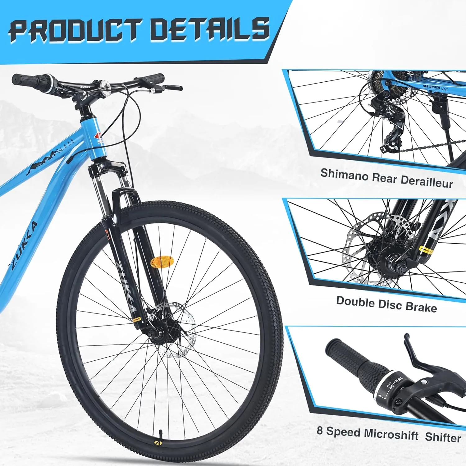 27.5/29 Inch Mountain Bike, Single Speed/ 8 Speeds MTB, Steel Frame, Front Suspension Fork, Disc Brake Bicycle for Women Men Adult,Multi Color
