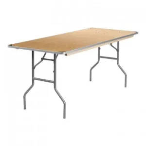 30'' X 72'' RECTANGULAR HEAVY DUTY BIRCHWOOD FOLDING BANQUET TABLE WITH METAL EDGES AND PROTECTIVE CORNER GUARDS [XA-3072-BIRCH-M-GG]