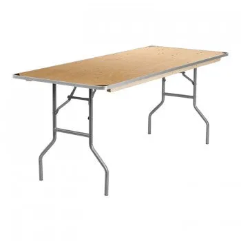 30'' X 72'' RECTANGULAR HEAVY DUTY BIRCHWOOD FOLDING BANQUET TABLE WITH METAL EDGES AND PROTECTIVE CORNER GUARDS [XA-3072-BIRCH-M-GG]