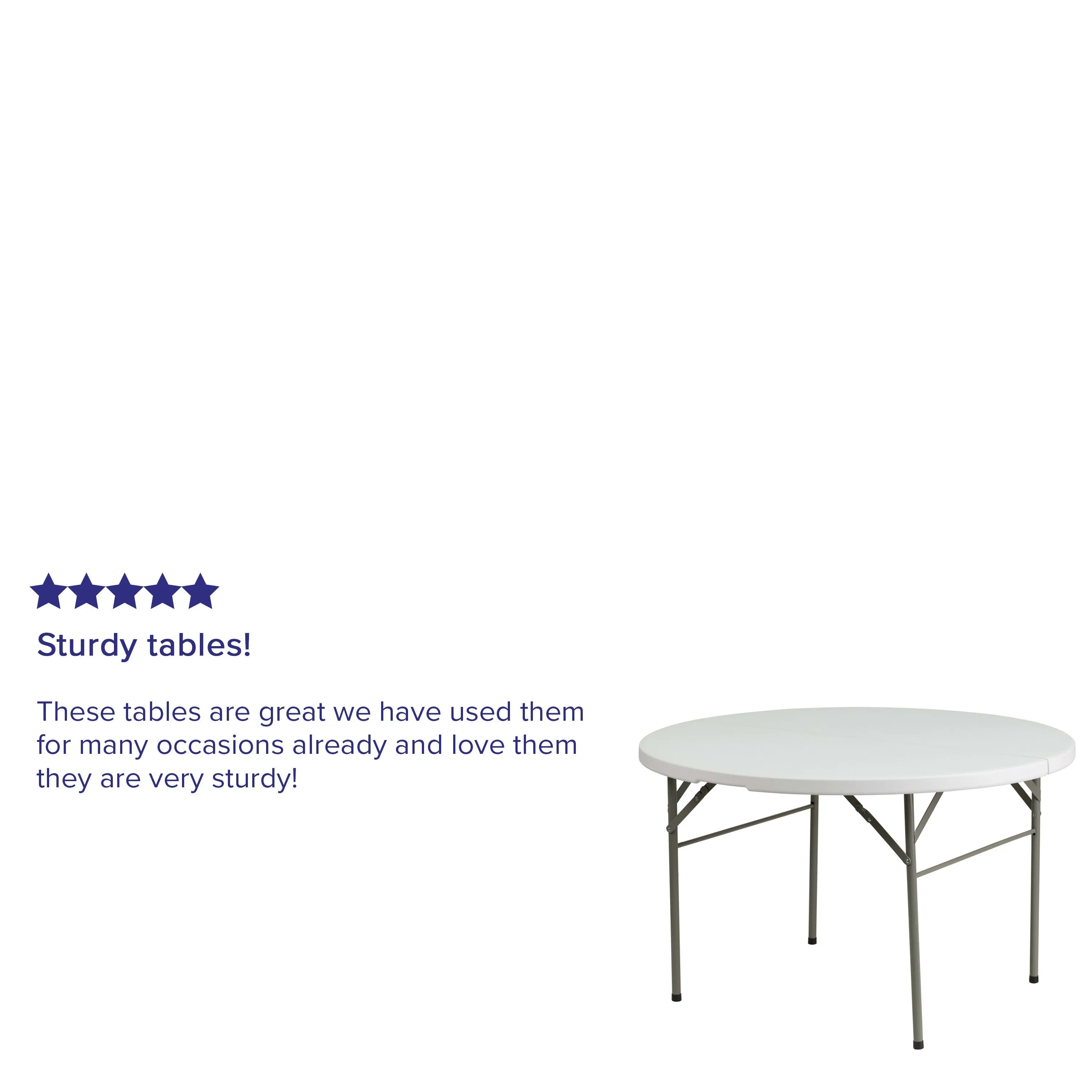 4-Foot Round Bi-Fold Plastic Banquet and Event Folding Table with Carrying Handle