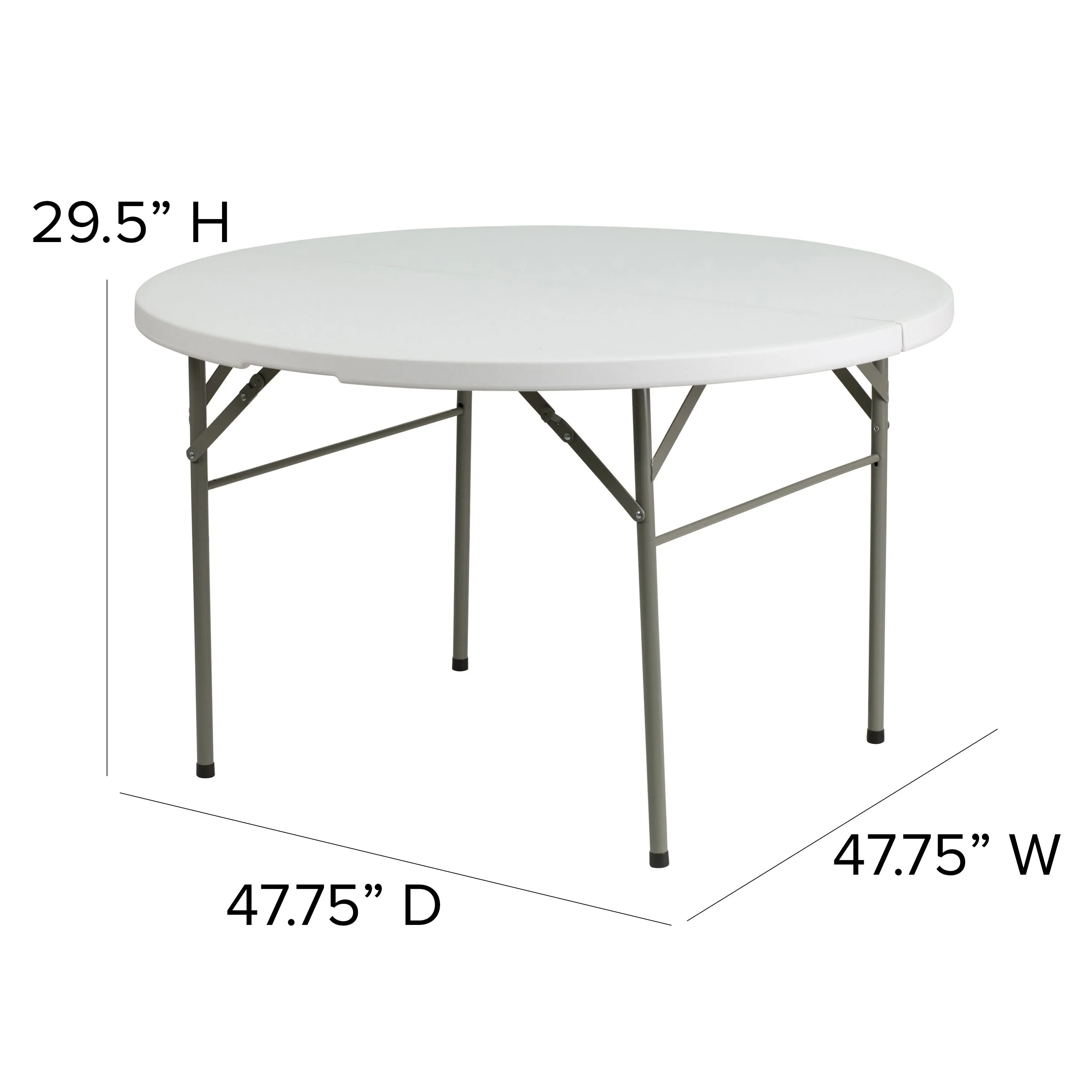 4-Foot Round Bi-Fold Plastic Banquet and Event Folding Table with Carrying Handle