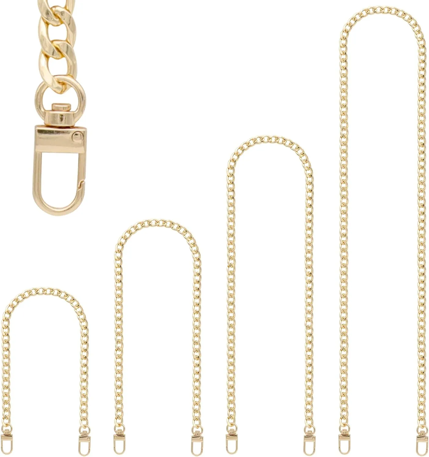 4 Pieces Different Sizes Iron Replacement Flat Chains Iron, Metal Chain Strap for DIY Purse Handbag Shoulder Crossbody Bag Clutch by RAPUDA(15.4 Inch, 23.6 Inch, 31. 4 Inch, 47.2 Inch) Gold