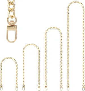 4 Pieces Different Sizes Iron Replacement Flat Chains Iron, Metal Chain Strap for DIY Purse Handbag Shoulder Crossbody Bag Clutch by RAPUDA(15.4 Inch, 23.6 Inch, 31. 4 Inch, 47.2 Inch) Gold
