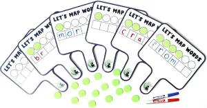 6 Word Mapping Paddles | Orthographic Mapping & Science of Reading Manipulatives | Double-Sided Magnetic Whiteboard Paddles w/ 36 Magnetic Discs