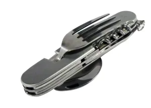 7-in-1 Stainless Steel Multi-Function Camping Tool, Utensils & Opener, in a Nylon Pouch