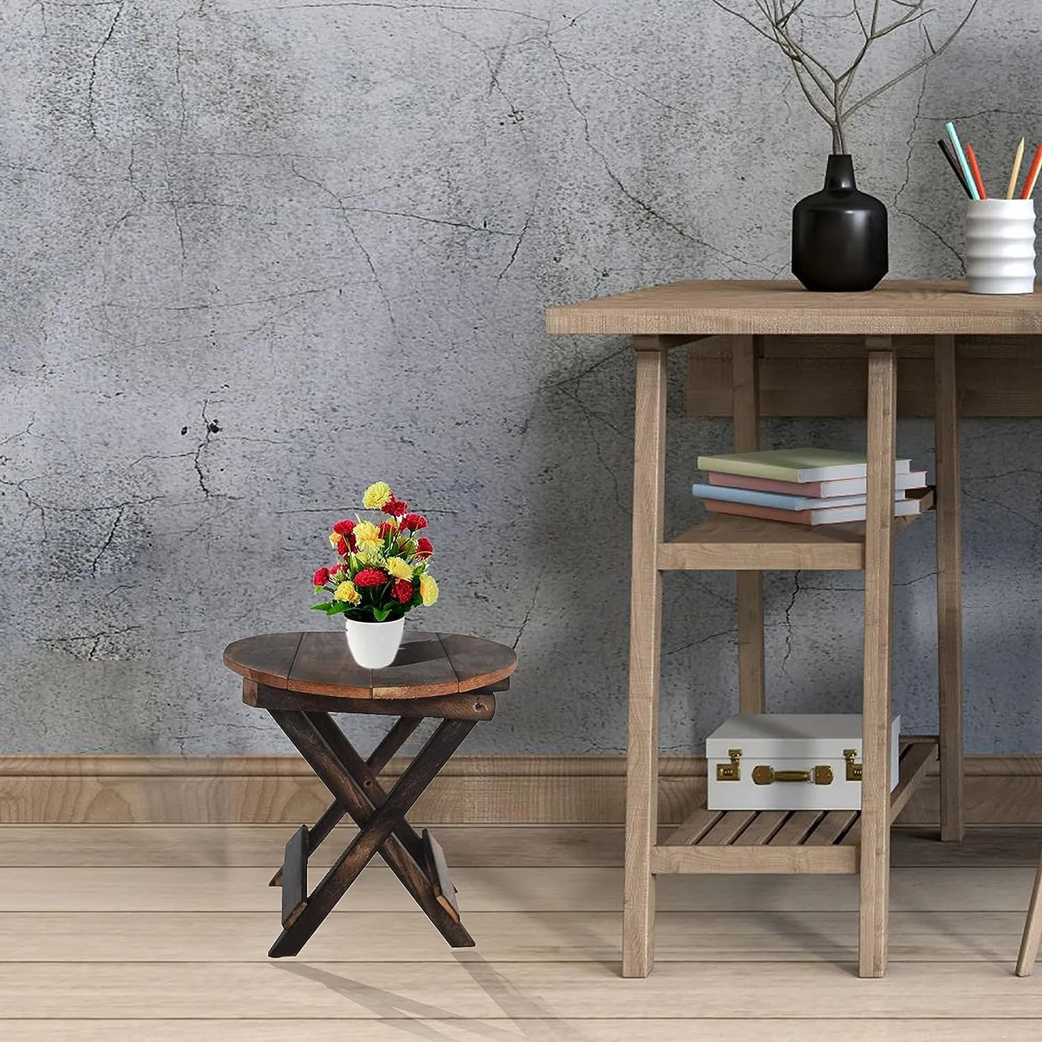 A DREAMS FURNITURES Wooden Antique Folding Side Table Living & Office Gifts Care Wooden Coffee Table Side Table