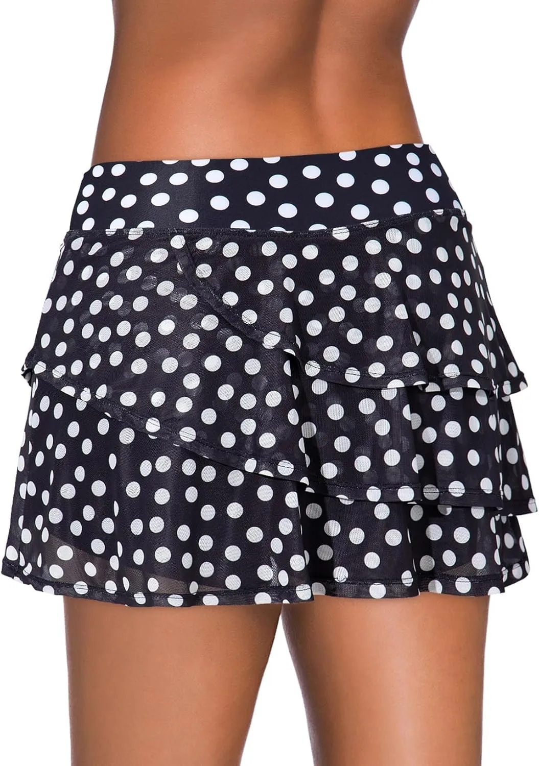 Aleumdr Women's Waistband Layered Swimdress Ruffle Swim Skirt Swimsuit Bottom(Available in Plus)