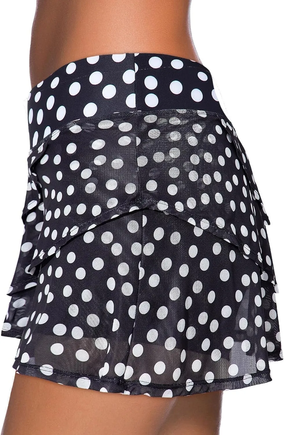 Aleumdr Women's Waistband Layered Swimdress Ruffle Swim Skirt Swimsuit Bottom(Available in Plus)