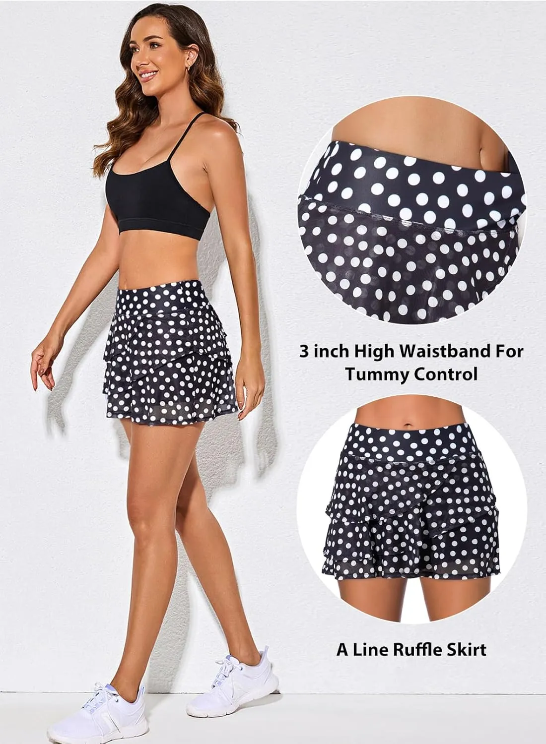 Aleumdr Women's Waistband Layered Swimdress Ruffle Swim Skirt Swimsuit Bottom(Available in Plus)
