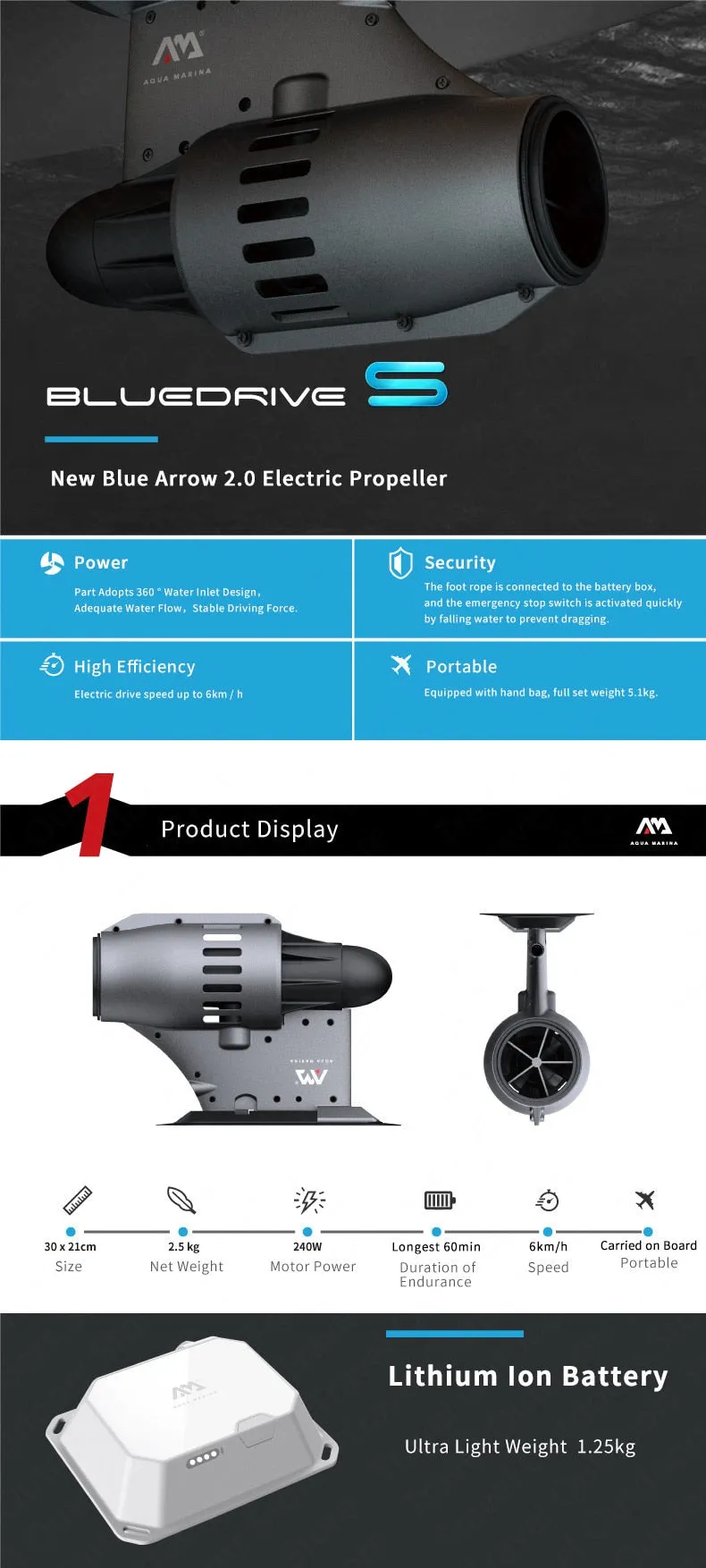 AQUA MARINA Electric Kayak Motor (BLUEDRIVE S)