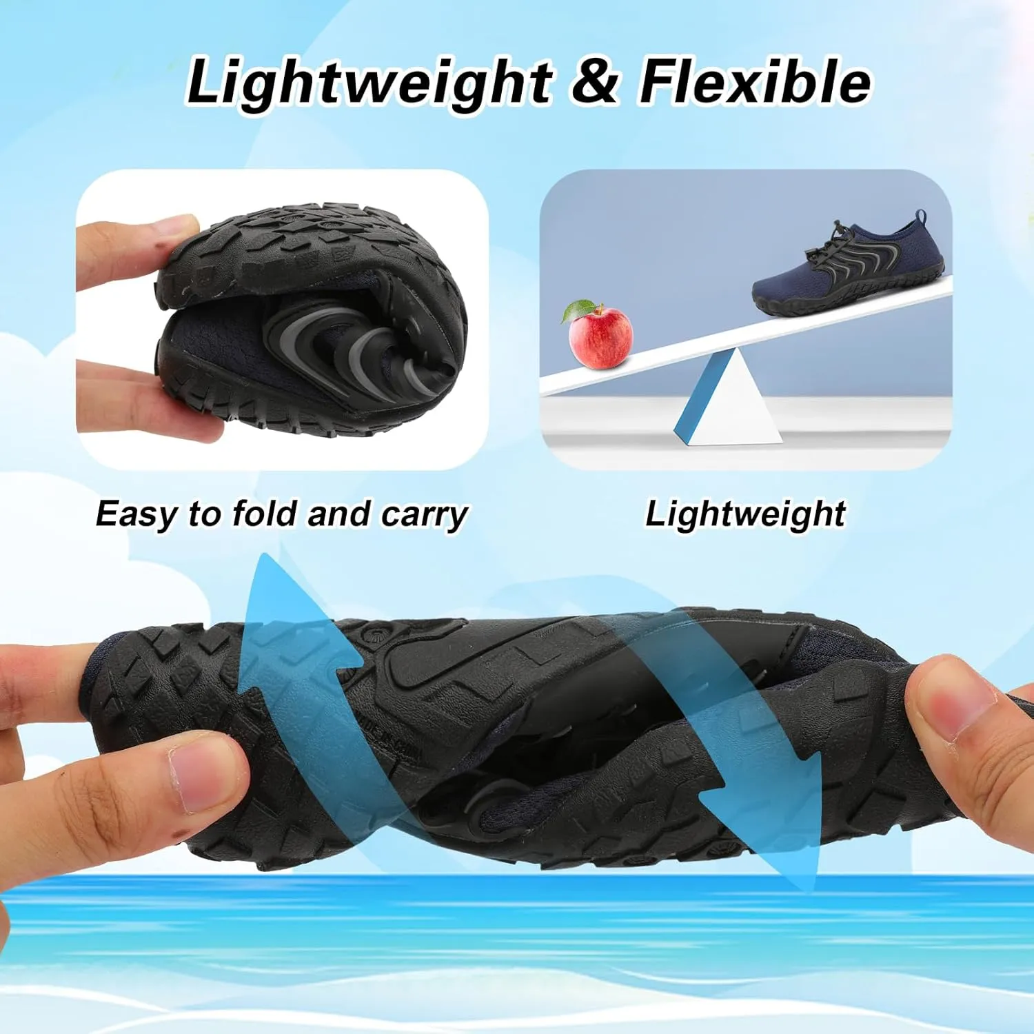 BARERUN Kids Water Shoes Boys Girls Barefoot Aqua Socks Quick Dry Breathable Sports Aqua Athletic Sneakers Wide Toe Adjustable Lightweight Beach Swim Pool Shoes