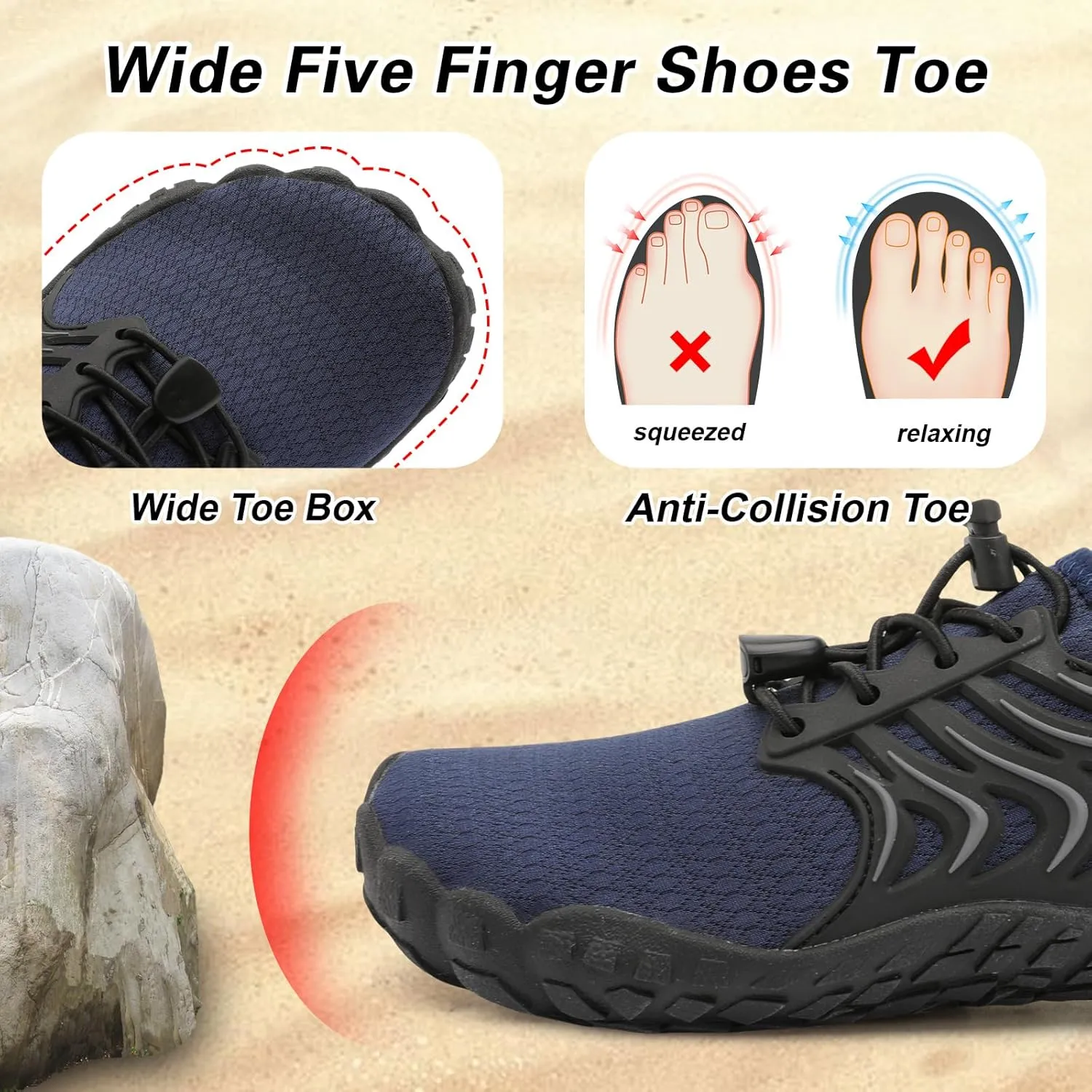 BARERUN Kids Water Shoes Boys Girls Barefoot Aqua Socks Quick Dry Breathable Sports Aqua Athletic Sneakers Wide Toe Adjustable Lightweight Beach Swim Pool Shoes