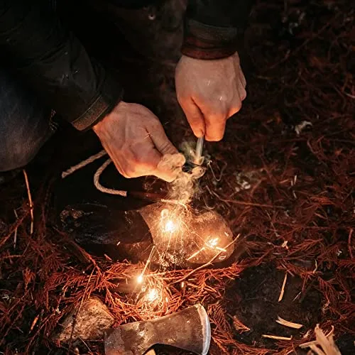 überleben Zünden Ferro Rod Fire Starter for Survival w/Multi-Tool Striker - 1/2" Thick Fire Steel, 20,000 Strikes - Waterproof Flint and Steel - Camping Fire Starter Rod w/Wood Handle, Lanyard