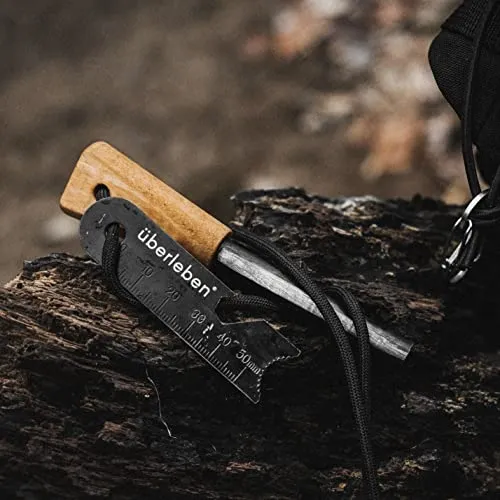 überleben Zünden Ferro Rod Fire Starter for Survival w/Multi-Tool Striker - 1/2" Thick Fire Steel, 20,000 Strikes - Waterproof Flint and Steel - Camping Fire Starter Rod w/Wood Handle, Lanyard