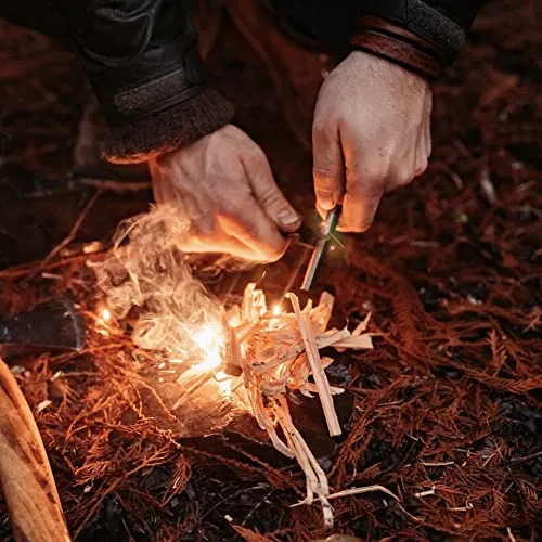 überleben Zünden Ferro Rod Fire Starter for Survival w/Multi-Tool Striker - 1/2" Thick Fire Steel, 20,000 Strikes - Waterproof Flint and Steel - Camping Fire Starter Rod w/Wood Handle, Lanyard