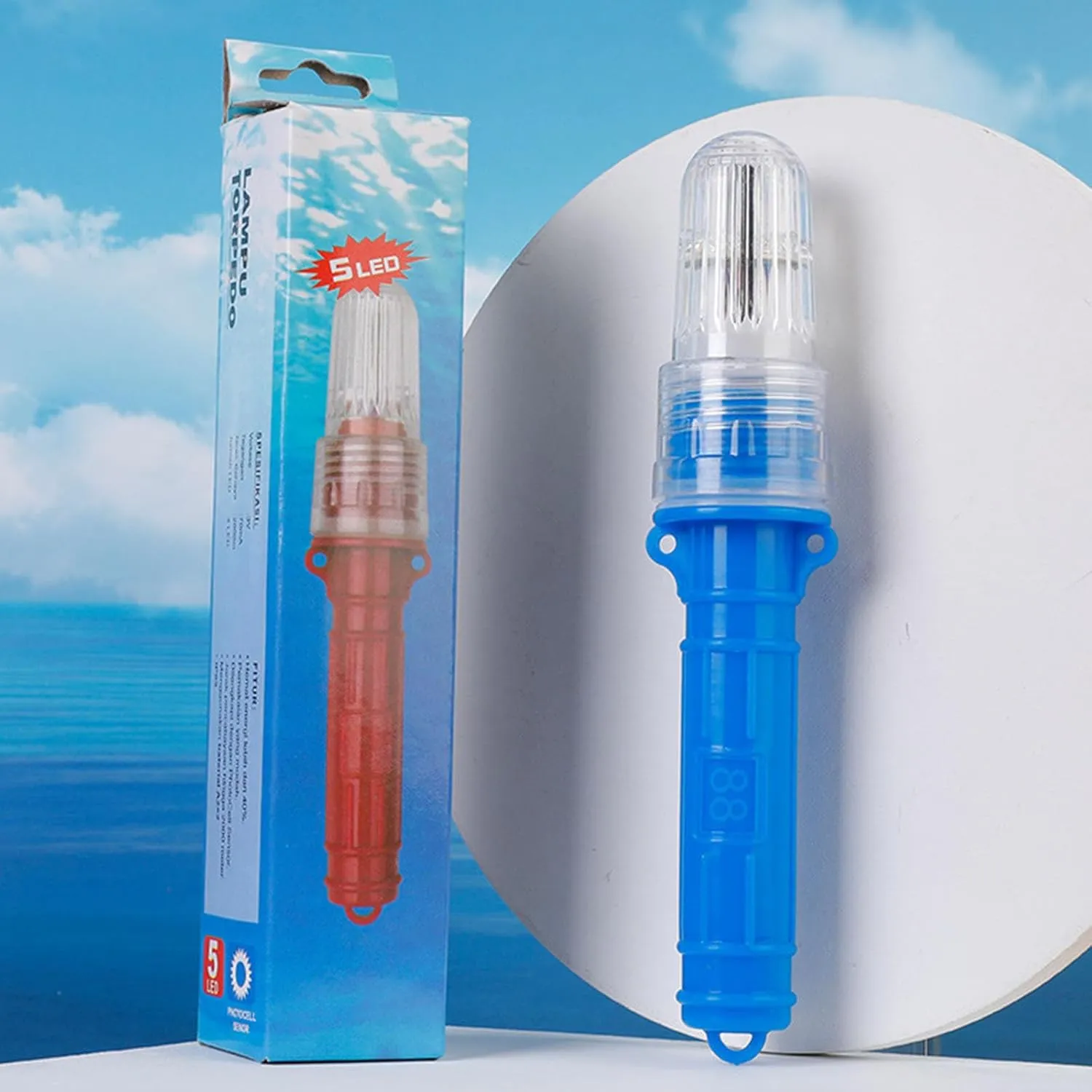 Boat Flares, Coast Guard Approved Marine Boat Flares Kit,Intelligent Light Control, Waterproof Emergency Signals for Fishing Nets, Buoys, Boats & Maritime Safety (Red-2pc)