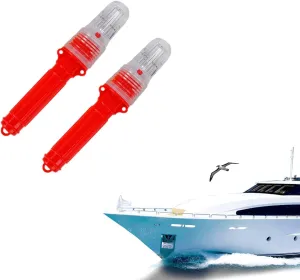 Boat Flares, Coast Guard Approved Marine Boat Flares Kit,Intelligent Light Control, Waterproof Emergency Signals for Fishing Nets, Buoys, Boats & Maritime Safety (Red-2pc)