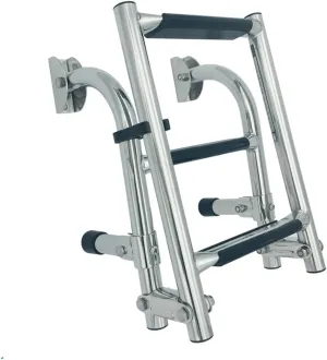 Boat Ladder 3 Step Folding Ladder, Heavy Duty Custom Swim Deck Telescoping Stainless Steel Drop for Marine Yacht