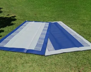 Caravan Awning Mat - Mid Navy Blue on Mid Grey