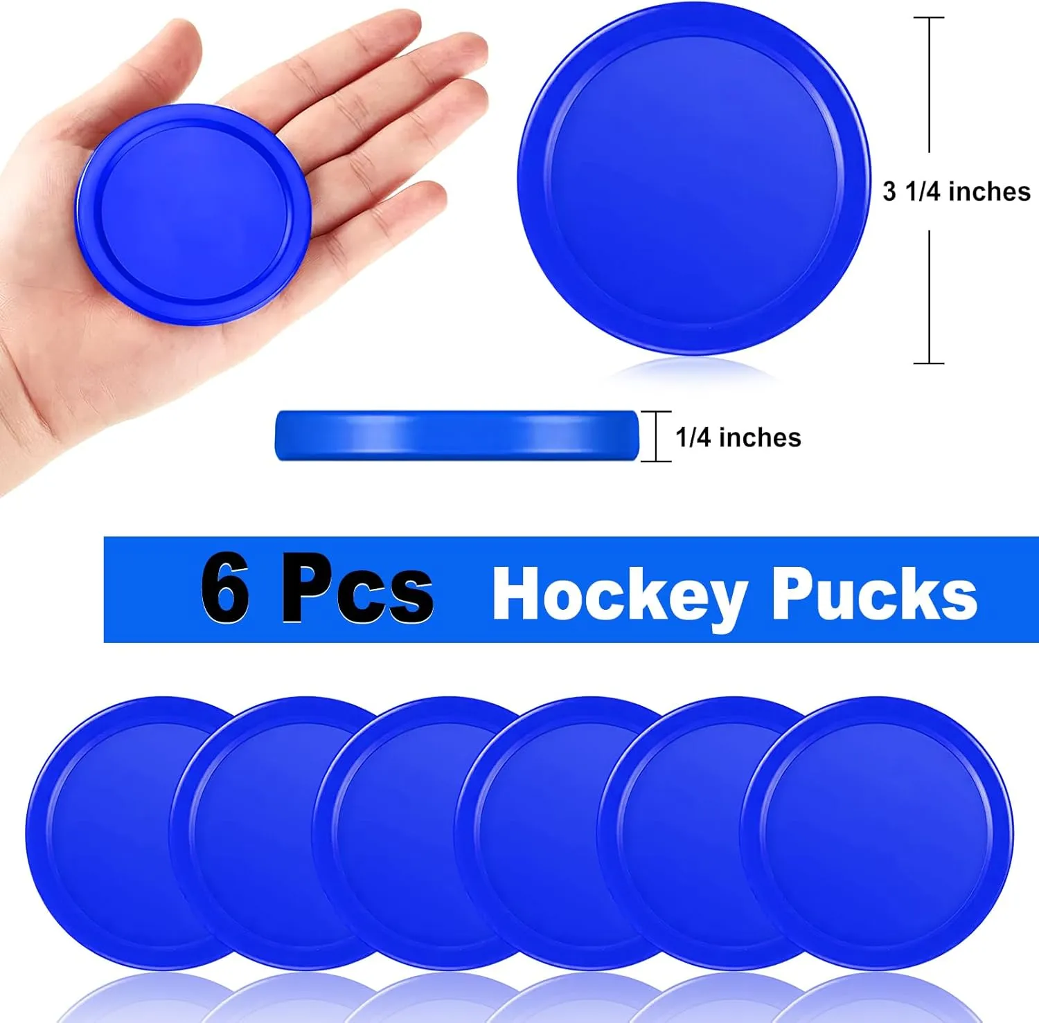 Coopay 3 1/4 Inches Air Hockey Pucks 6 Pack Full Size Heavy Replacement Pucks for Game Tables Equipment Accessories