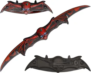 Dark Knight Twin Blade Knife - 11" Pocket Folding Spring Assisted Dual Blades Bat Knife - A Cool and Tactical Knife for Men, Perfect as a Gift or for Your Own Pocket Knife Collection! (Flying Death Red)