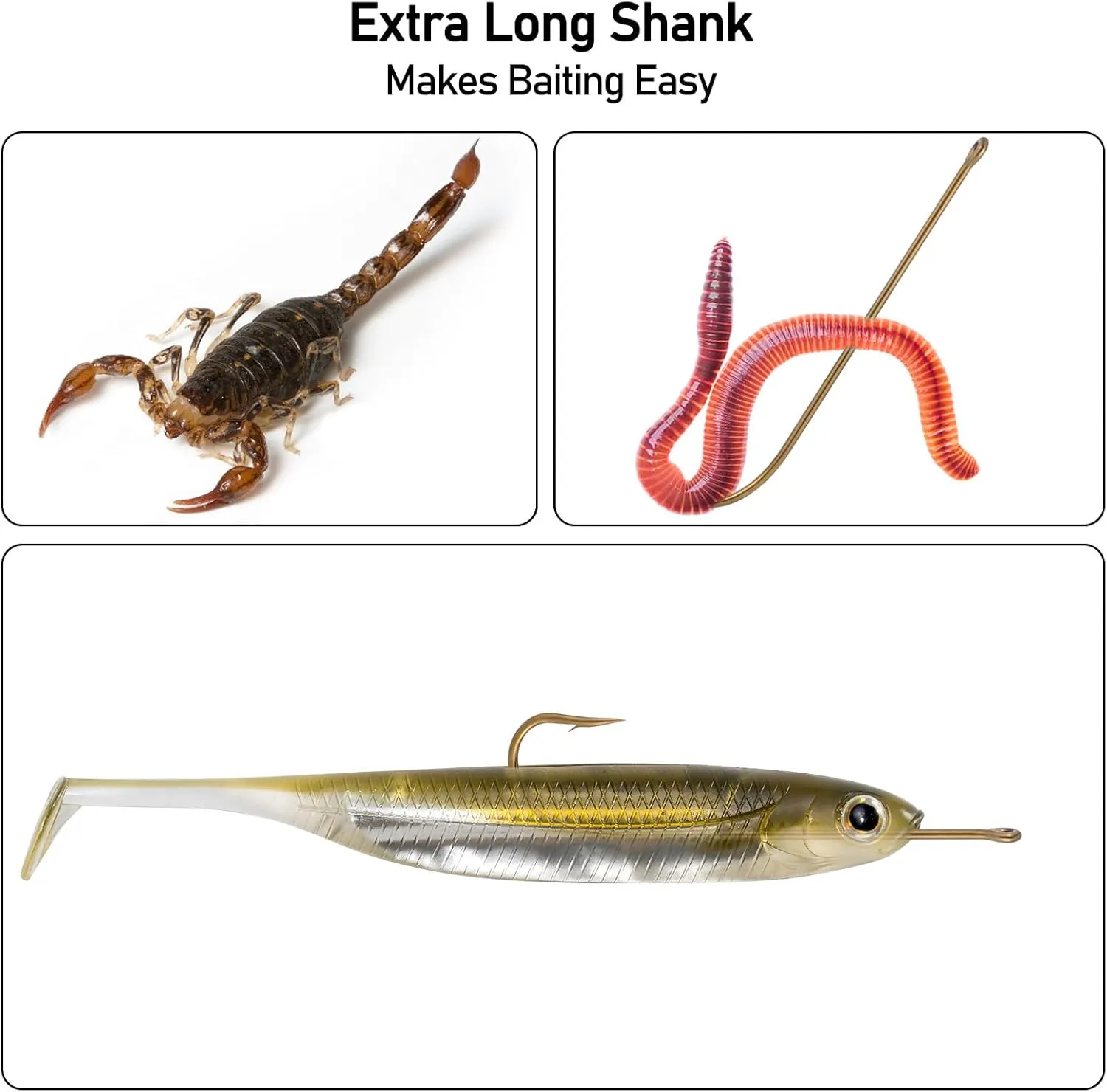 Dr.Fish 100 Pack Aberdeen Fishing Hooks Freshwater Hooks Extra Long Shank Bronze Light Wire Offset Live Bait Hooks Bass Crappie Walleye Panfish Bluegill Bream