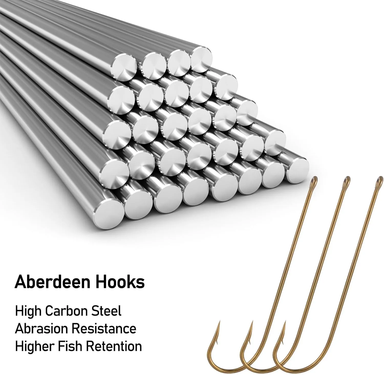 Dr.Fish 100 Pack Aberdeen Fishing Hooks Freshwater Hooks Extra Long Shank Bronze Light Wire Offset Live Bait Hooks Bass Crappie Walleye Panfish Bluegill Bream
