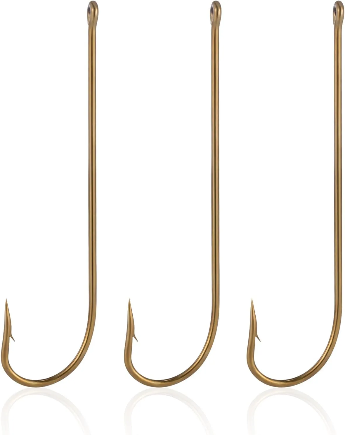 Dr.Fish 100 Pack Aberdeen Fishing Hooks Freshwater Hooks Extra Long Shank Bronze Light Wire Offset Live Bait Hooks Bass Crappie Walleye Panfish Bluegill Bream