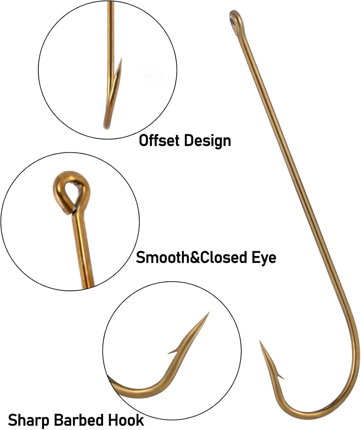 Dr.Fish 100 Pack Aberdeen Fishing Hooks Freshwater Hooks Extra Long Shank Bronze Light Wire Offset Live Bait Hooks Bass Crappie Walleye Panfish Bluegill Bream