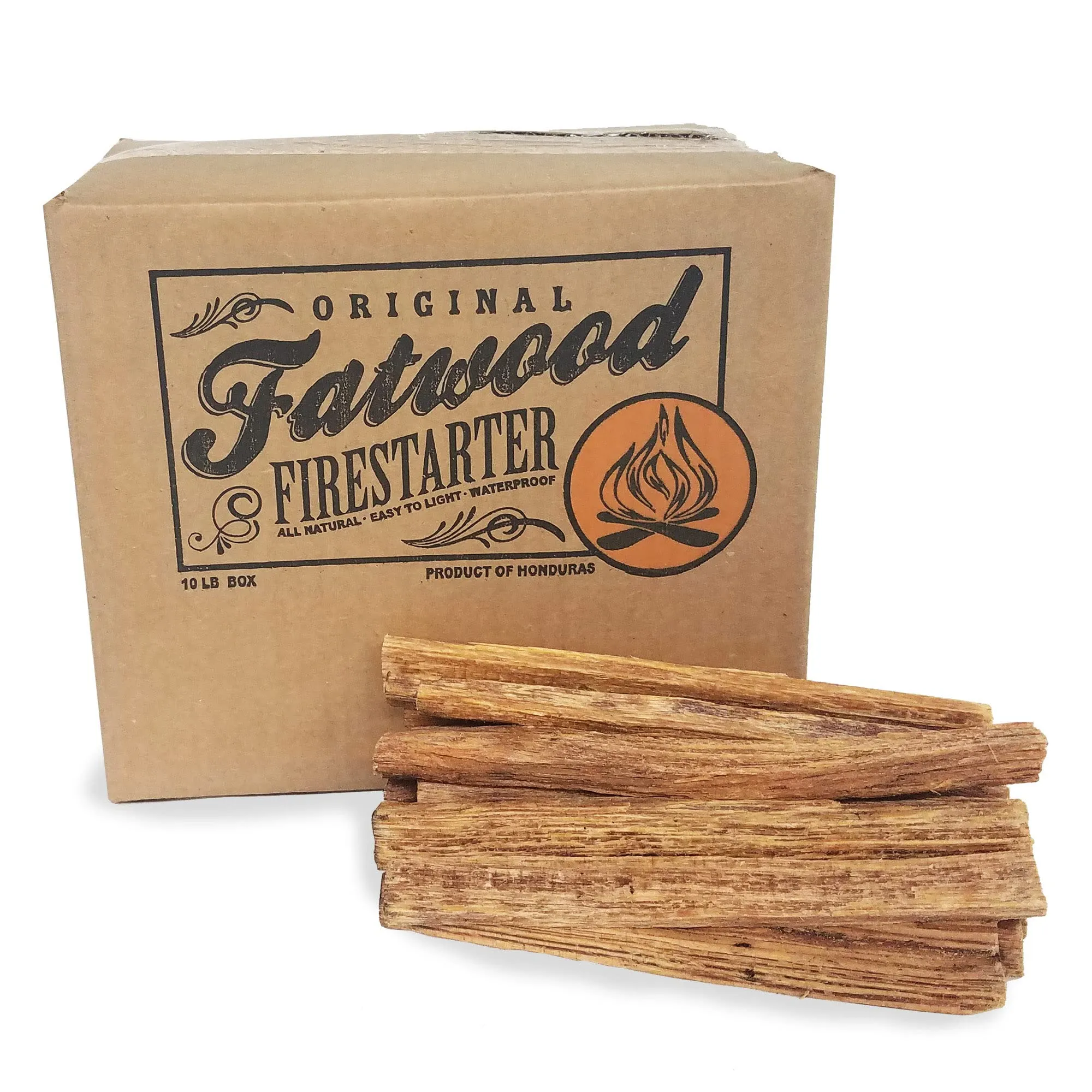 Fatwood Pine Wood Fire Sticks - 10-lb Box of Indoor or Outdoor Fire Starters for Campfires, Grills, Wood Stoves, Firepits, or Fireplaces by Pure Garden
