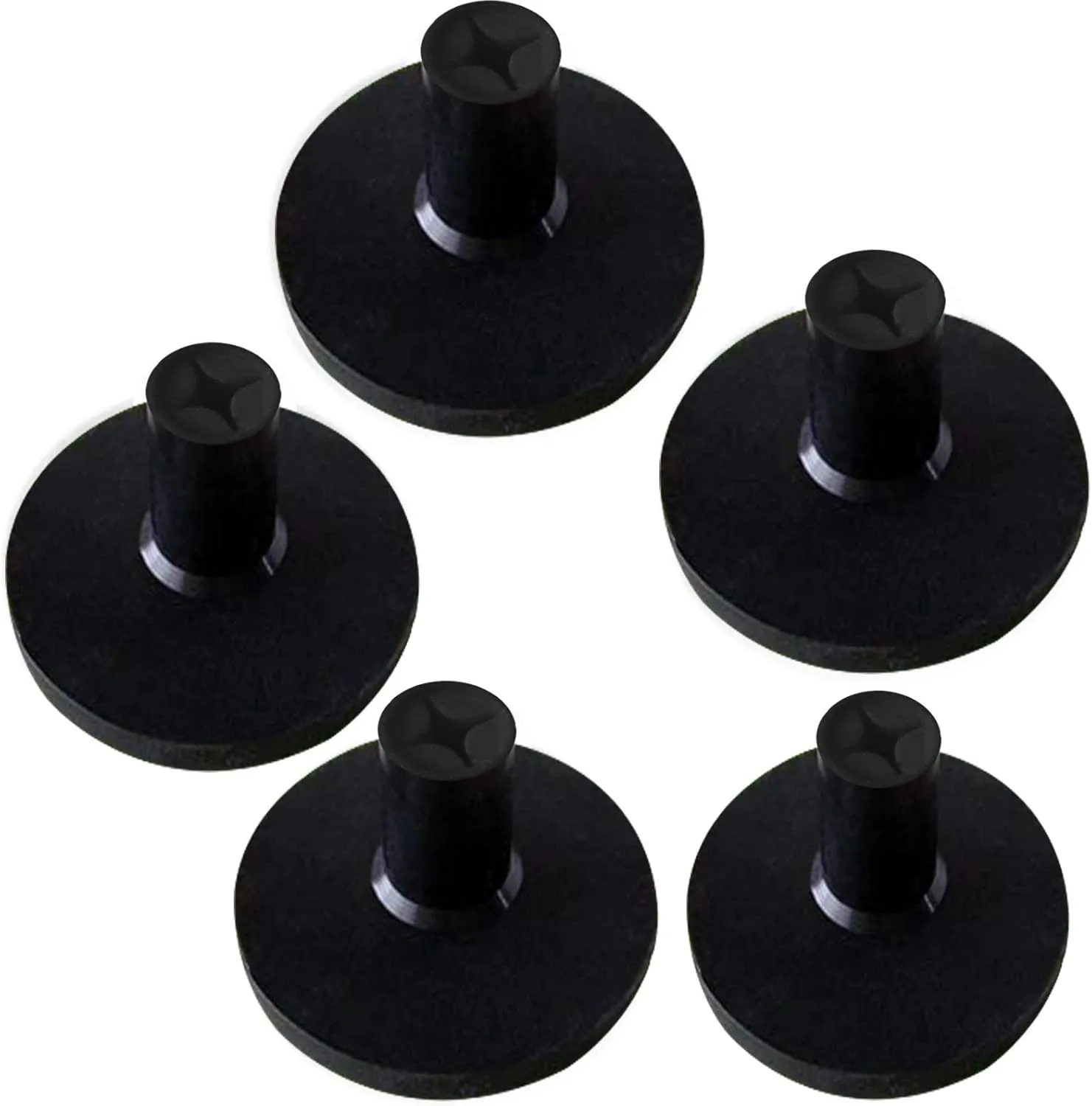FINGER TEN Golf Rubber Tee Driving Range Value 5 Pack for Indoor Outdoor Practice Mat, Tee Adaptor Size 1.5 2.0White Black Tee Holder Set for Hitting Mats