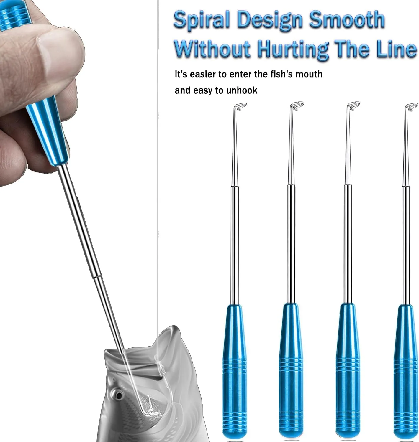 Fish Hook Remover Tool, Fishing Hook Quick Removal Descending Device, Fishing Gear Security Equipment Kits for Adult, Hook Extractor Accessories Detacher Tools with 4PCS Storage Tube
