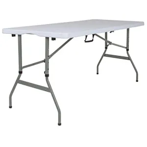 Flash Furniture Kathryn 5-Foot Height Adjustable Bi-Fold Granite White Plastic Banquet and Event Folding Table with Carrying Handle