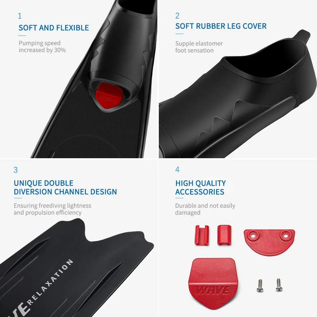 Full Pocket Long Blade Diving Fins for Freediving and Spearfishing Free Dive Fins, Designed and Made in Hong Kong