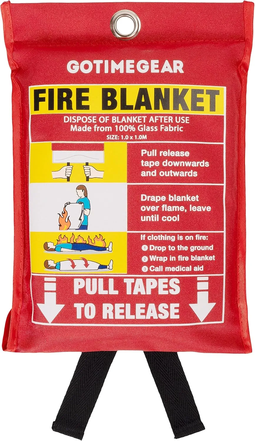 Go Time Gear Emergency Fire Blanket for Home and Kitchen, Fire Retardant Emergency Fire Blanket Kit, Survival Fireproof Blanket Up to 1,200 Degrees Fahrenheit