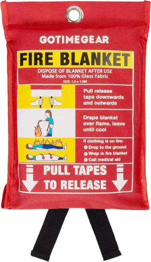 Go Time Gear Emergency Fire Blanket for Home and Kitchen, Fire Retardant Emergency Fire Blanket Kit, Survival Fireproof Blanket Up to 1,200 Degrees Fahrenheit