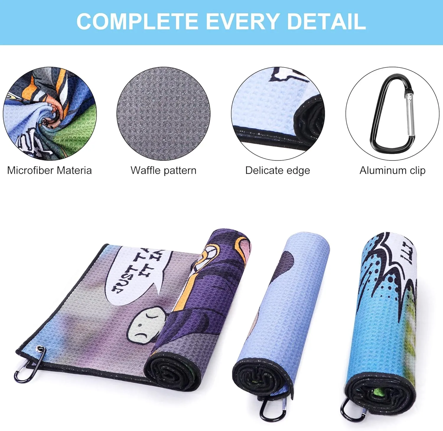 Golf Towel 3 Pcs Funny Golf Club Clean Set for Golf Bags with Clip, Funny Gifts for Golf Fans