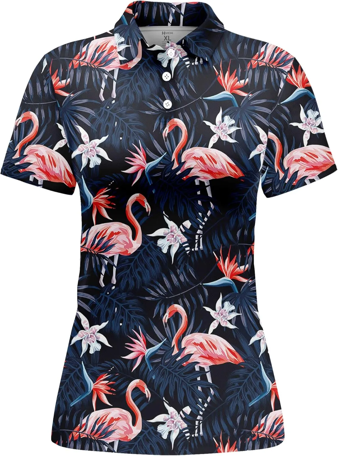 HIVICHI Funny Golf Shirts for Women Print Crazy Pattern Cute Novelty Moisture Wicking Short Sleeve Tennis Polo Shirt