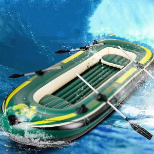 Inflatable Kayak, Inflatable Boat with Oars PVC Inflatable Marine Boat Air Mattress Heavy Duty 3 Person Inflatable Raft Dinghy Fishing Boat