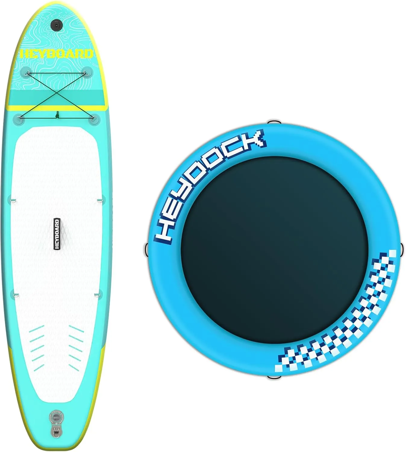 Inflatable Paddle Board & Inflatable Floating Ring Dock Bundle