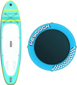 Inflatable Paddle Board & Inflatable Floating Ring Dock Bundle