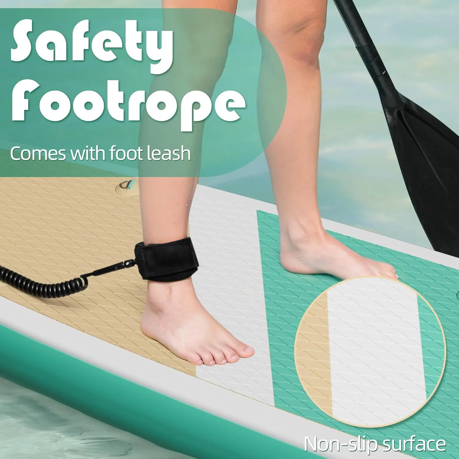 Inflatable Stand Up Paddle Board with SUP Accessories and Backpack. Paddle Boards for Adults. Non-Slip Deck, Wide Stance, Bottom Fin, Double Action Pump