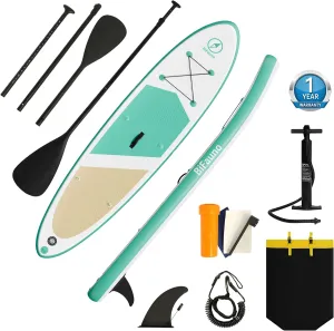 Inflatable Stand Up Paddle Board with SUP Accessories and Backpack. Paddle Boards for Adults. Non-Slip Deck, Wide Stance, Bottom Fin, Double Action Pump