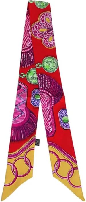 JERLA 100% Mulberry silk Scarf handbag wrap Tie Bundle Hair Ribbon Neckerchief Scarf for women men