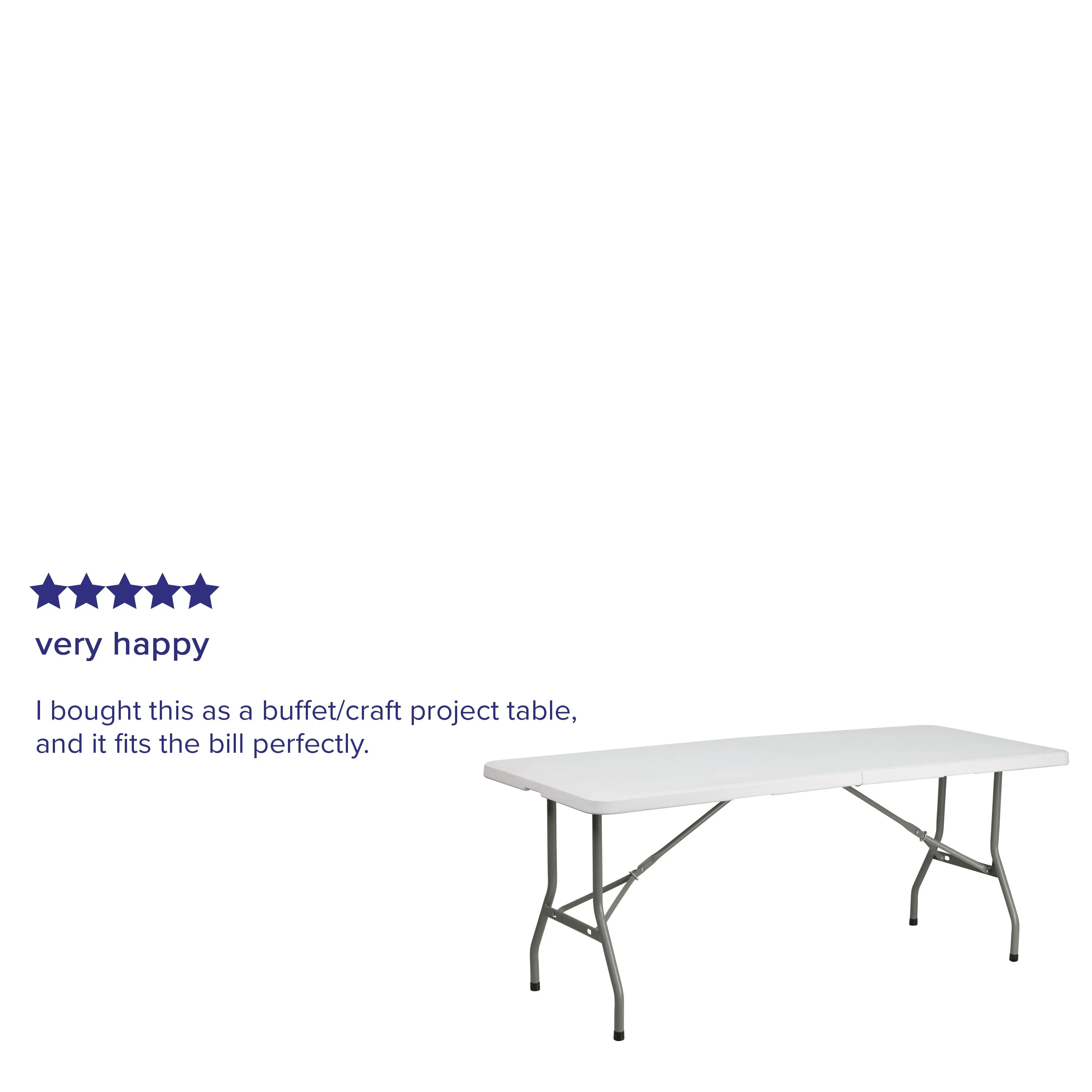 Kathryn 6-Foot Bi-Fold Granite White Plastic Folding Table
