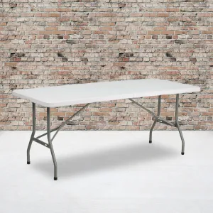 Kathryn 6-Foot Bi-Fold Granite White Plastic Folding Table