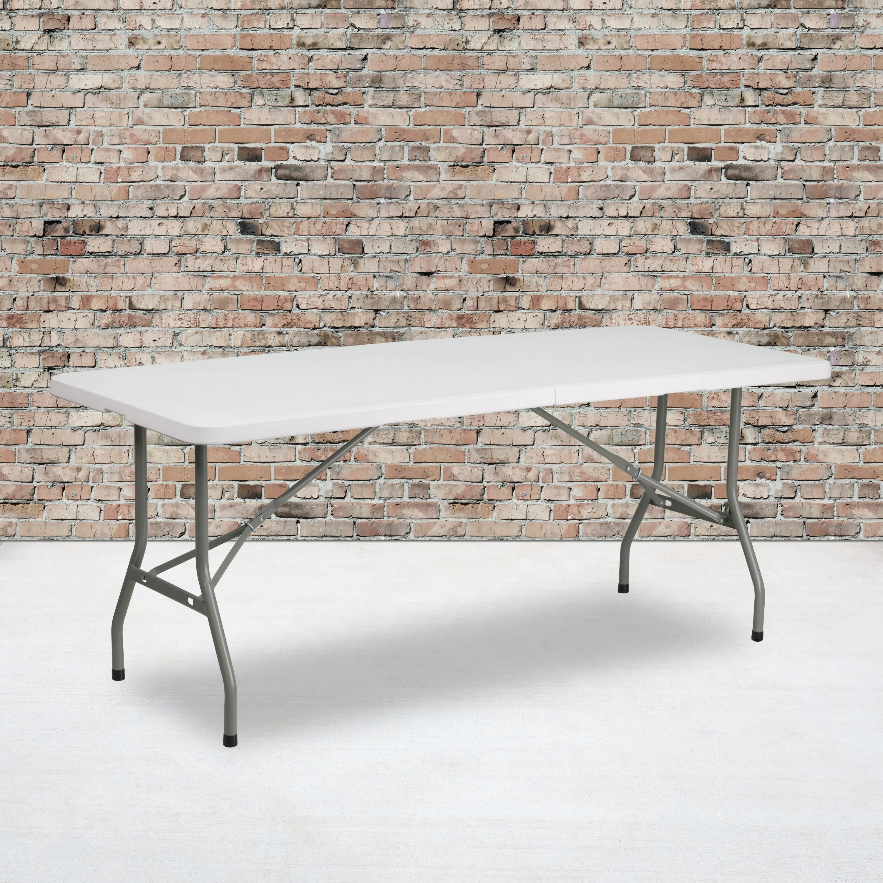 Kathryn 6-Foot Bi-Fold Granite White Plastic Folding Table