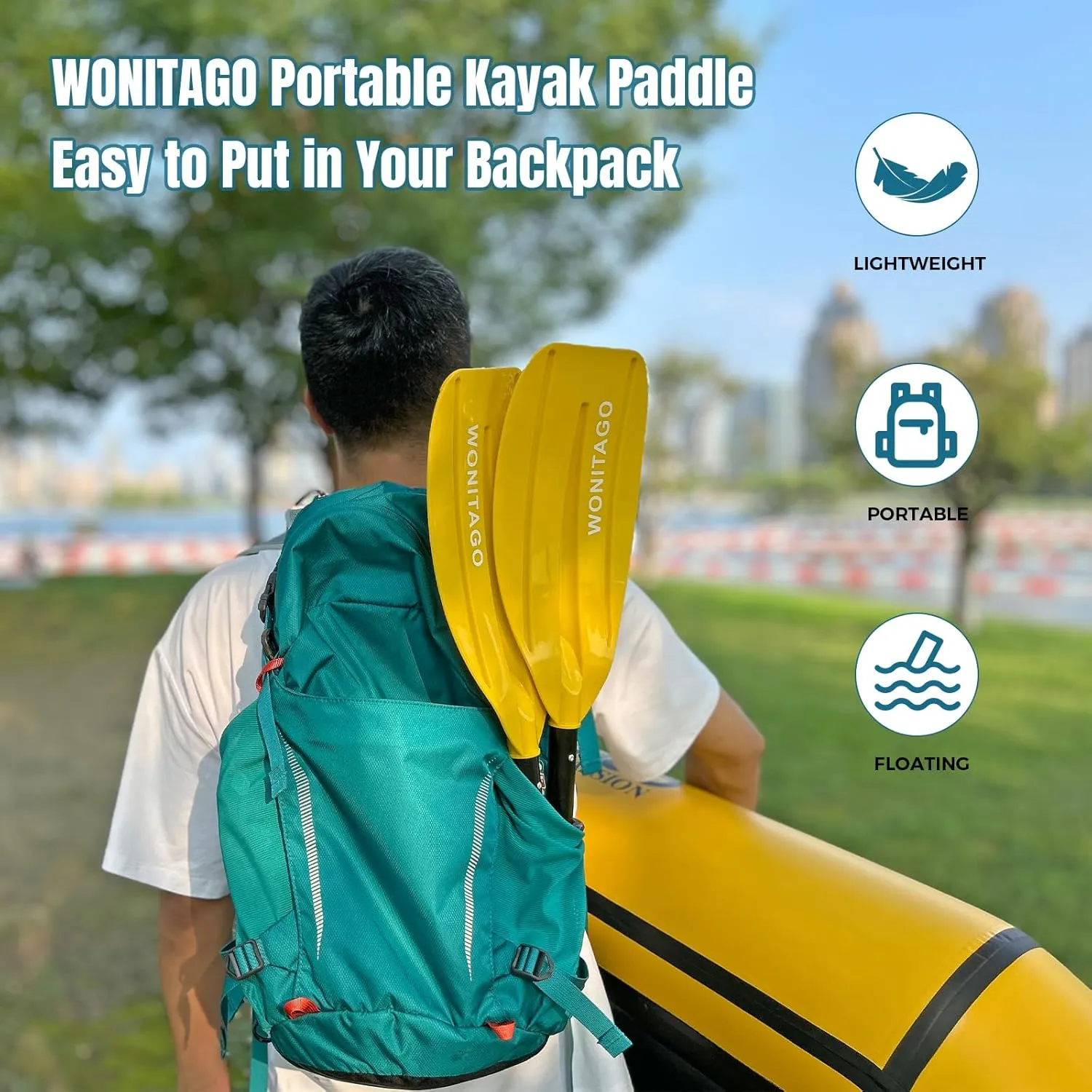 Kayak Paddles with Aluminum Shaft and PP Blade, Portable Kayaking Oars for Inflatable Kayak, Packrafts, Adjustable 220-240 cm/86-94 Inches, 5 Piece